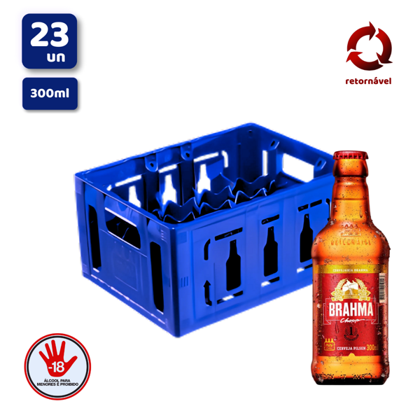 CERVEJA BRAHMA CHOPP GF 300ML APENAS O LIQUIDO PACK 23 UN