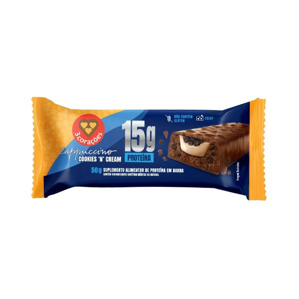 BARRA PROTEICA 3CORAÇOES COOKIES 50G