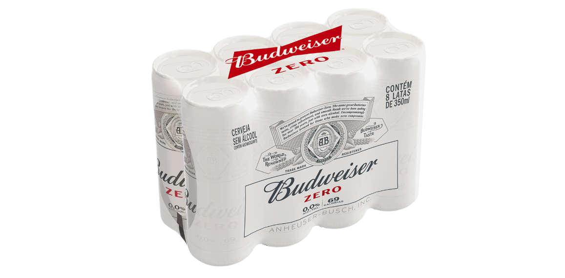 Budweiser 0,0% Alcóol 350ml - Fardo de 8 unidades
