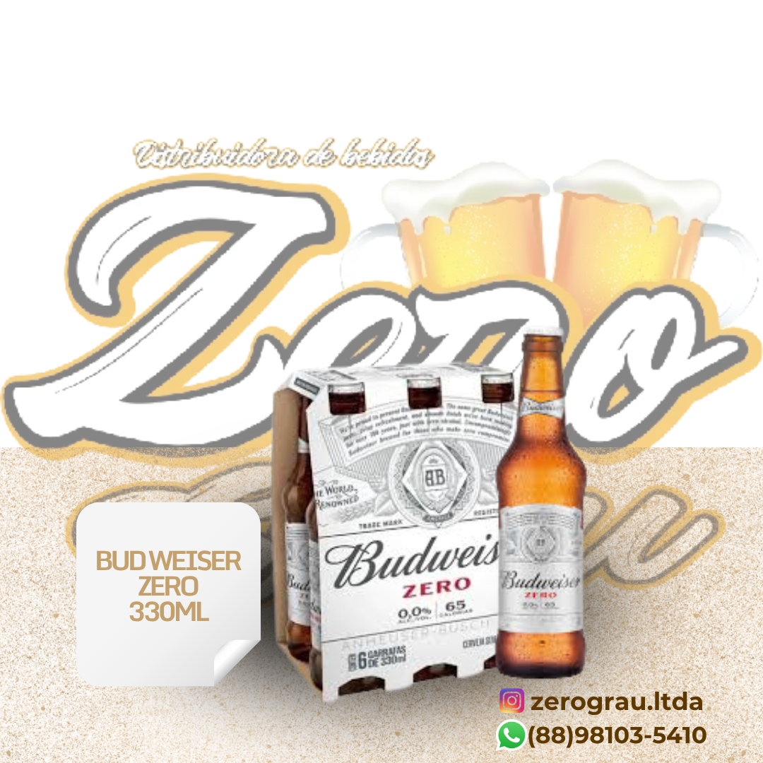CERVEJA BUDWEISER ZERO LONG NECK 330ML