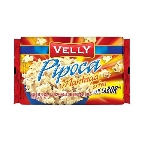 Pipoca para Microondas Velly Extra Manteiga Embalagem 90g
