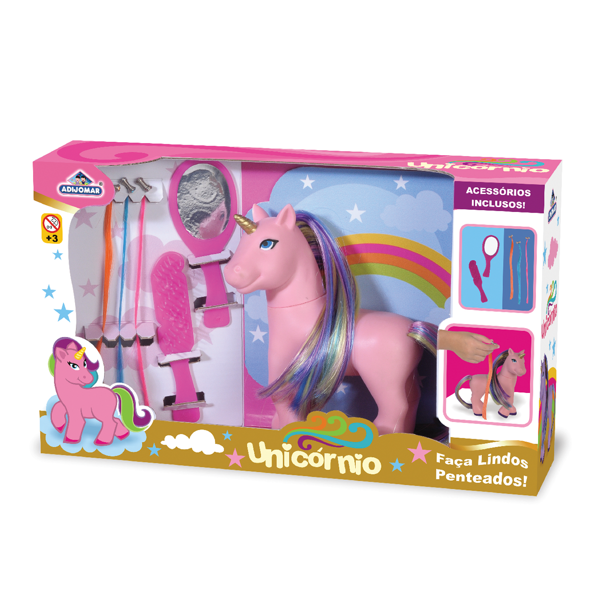 BRINQUEDO UNICORNIO COM ACESSÓRIOS CX34CM