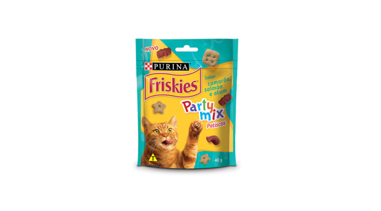 Petisco Friskies Party Mix Camarão, Salmão e Atum para Gatos Adultos 40g