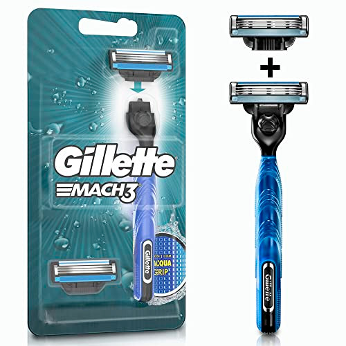 Aparelho de Barbear Mach3 com acgua grip (Gillette) c/2 cartuchos