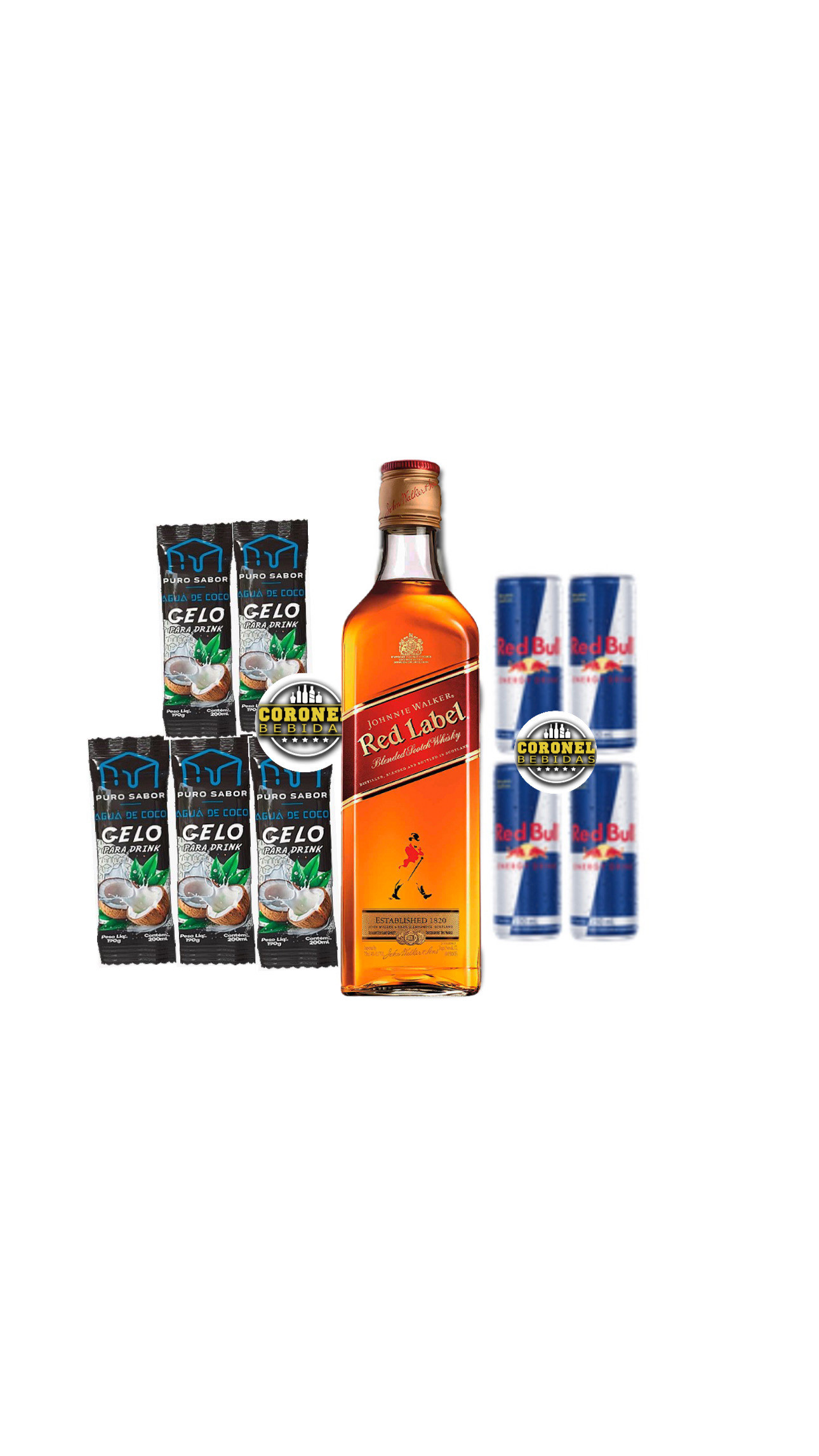 Red Label 1L + 4 Redbull+ 5 Gelo de coco
