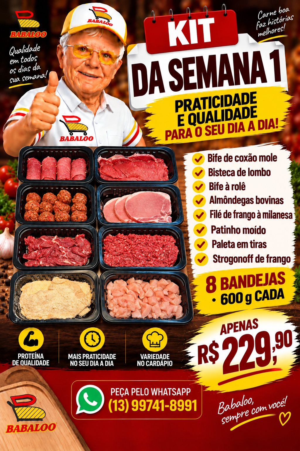 Kit Semana 1 - 8 Bandejas de 600g cada