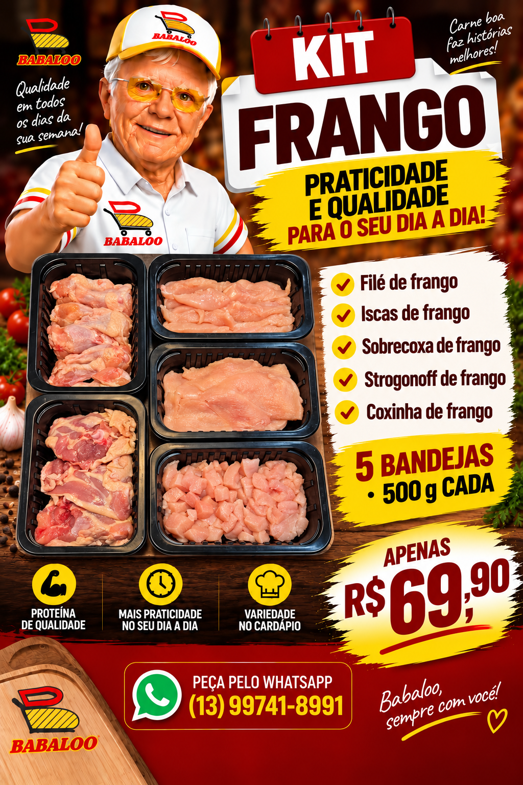 Kit Frango - 5 Bandejas de 500g cada