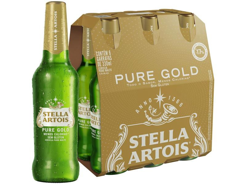 CX CERVEJA STELLA ARTOIS PURE GOLD LONG NECK 330ML C/6UN**