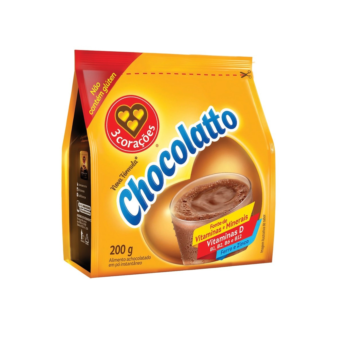 ACHOCOLATADO EM PO CHOCOLATTO 3CORAÇOES SC200G