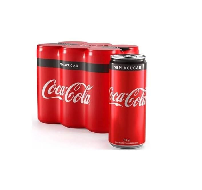 REFRIGERANTE COCACOLA SEM ACUCAR LATA 310ML PACK 6 UN