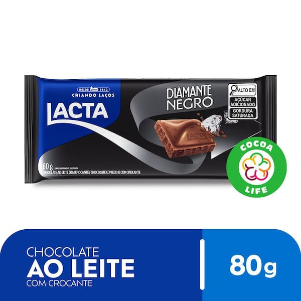Chocolate Ao Leite Diamante Negro Lacta 80g