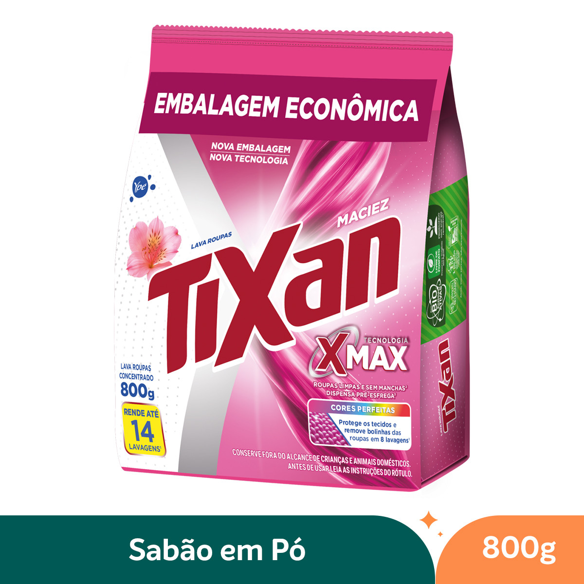 Lava roupa Tixan sache 800g maciez 