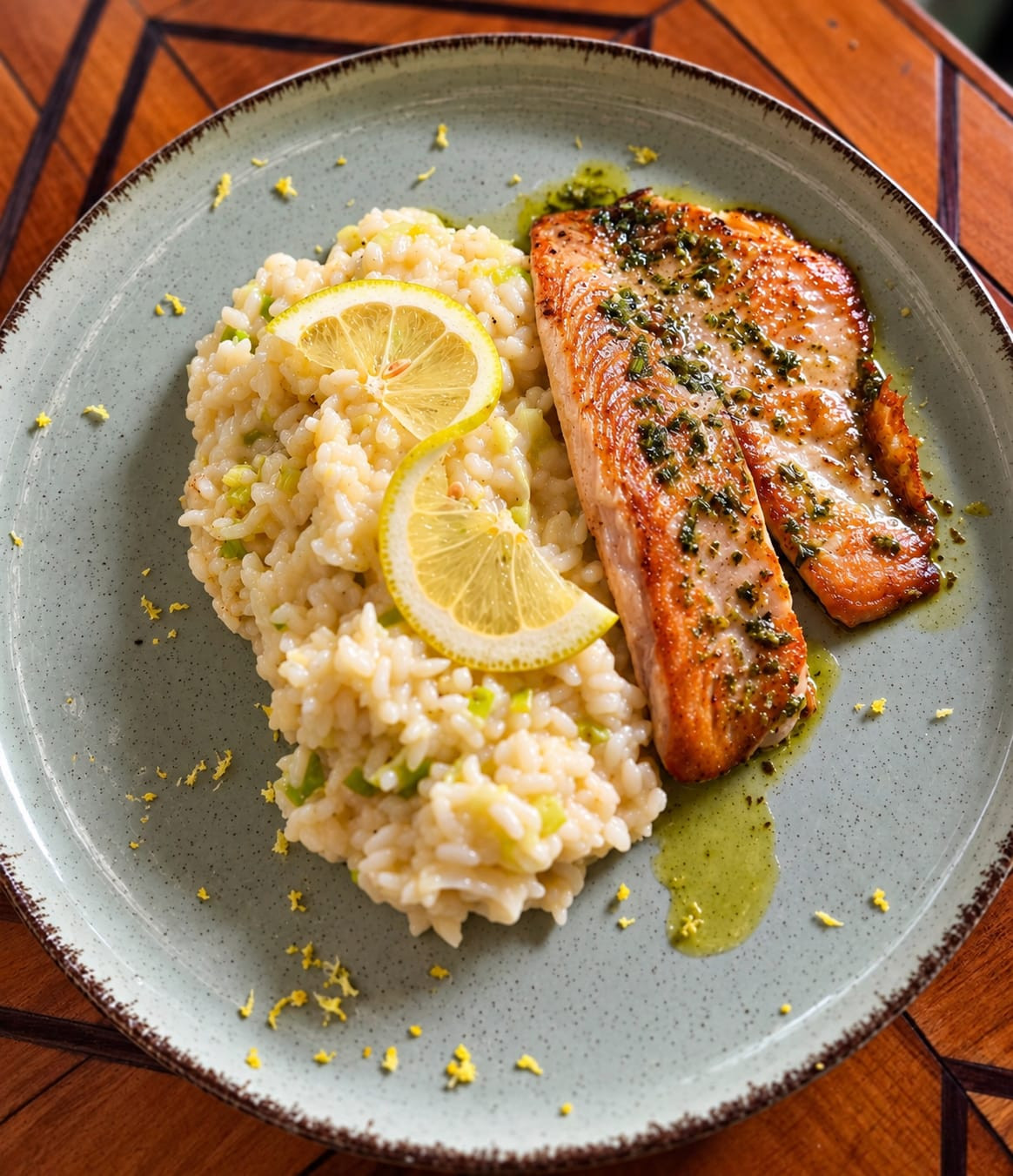Risoto de limão siciliano e alho poró