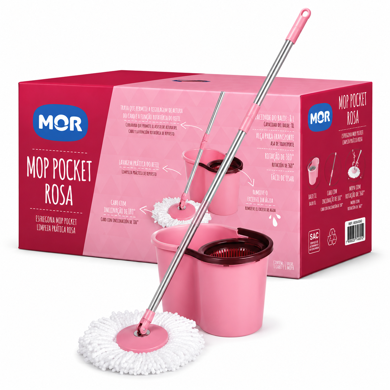 Mop Pocket Rosa - 8Litros 