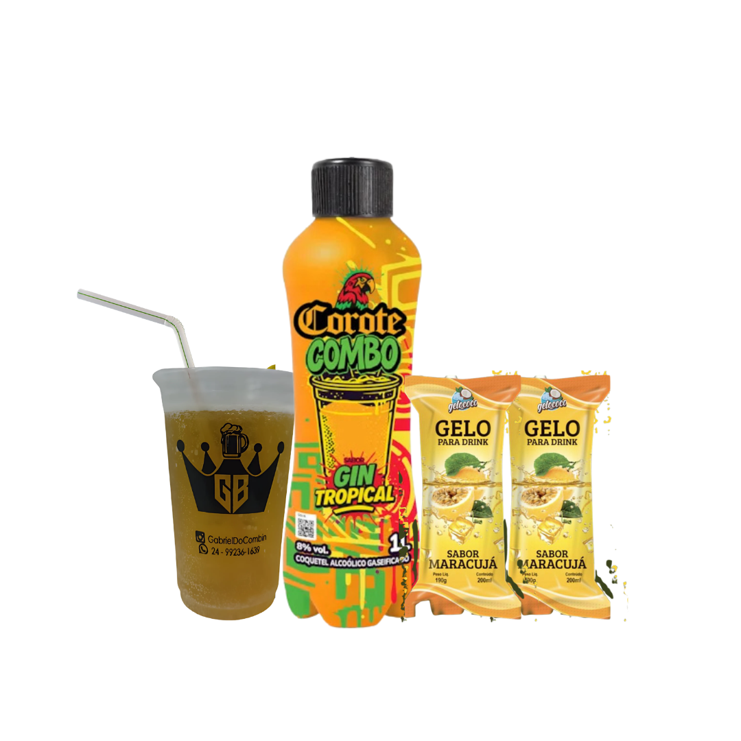 corote combo sabor gin tropical + 2 gelos - 2 copos 