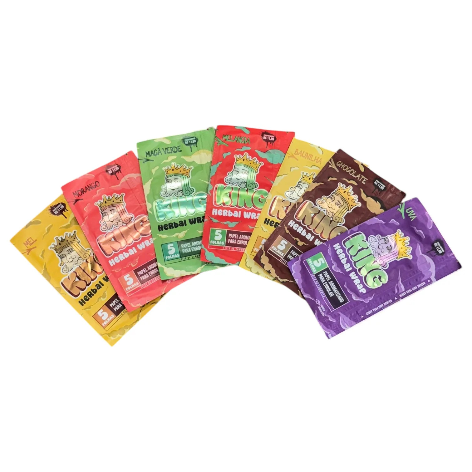 Seda king aromatizado sabores pacote com 5 folhas 