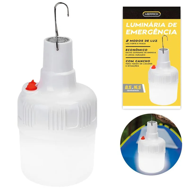 Luminária de Emergência C/ Gancho 16,5x8,5cm em Plástico