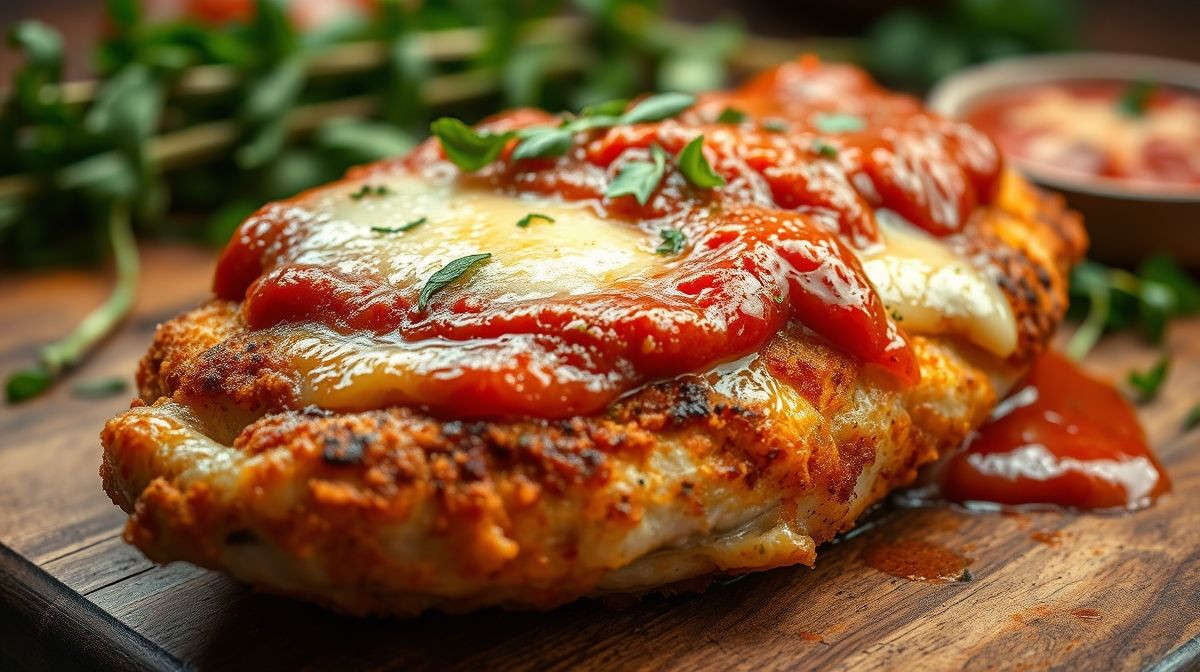 FILÉ DE FRANGO À PARMEGIANA