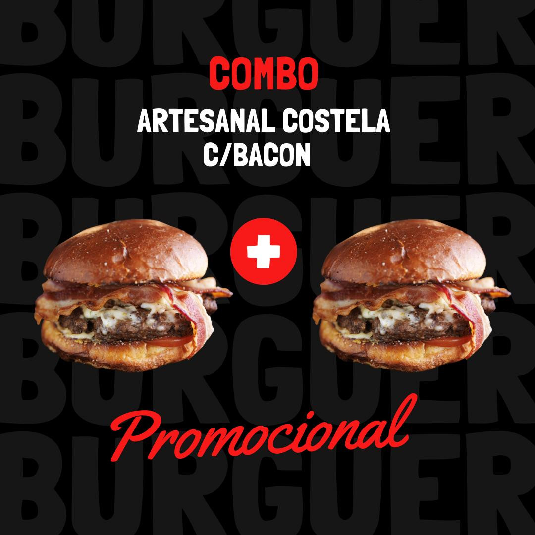 COMBO ARTESANAL DE COSTELA C/ BACON (2 LANCHES)