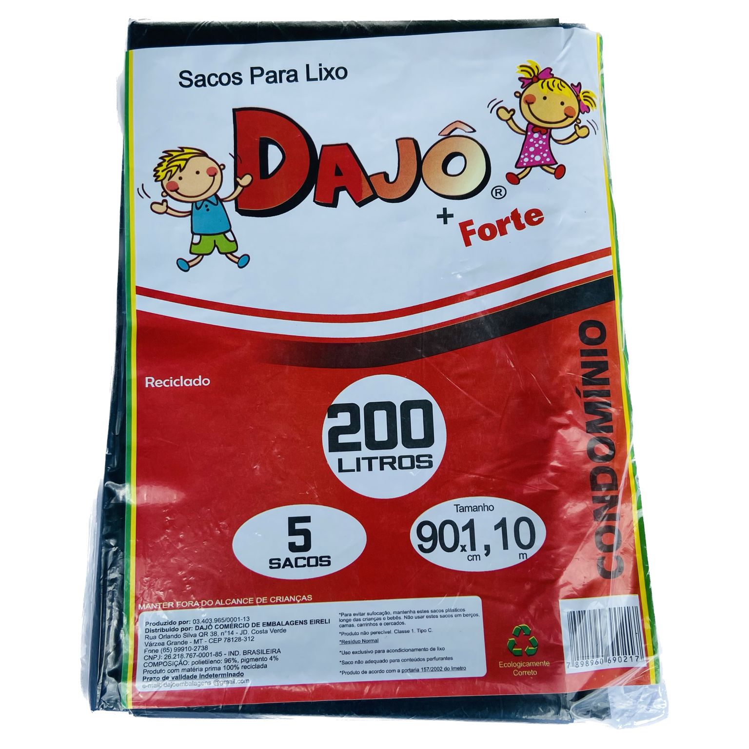 SACO P/ LIXO DAJO REFORÇADO 200L C/5UN