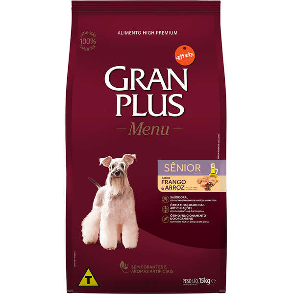 Ração Affinity PetCare GranPlus Menu Sênior Frango e Arroz para Cães Idosos 15kg