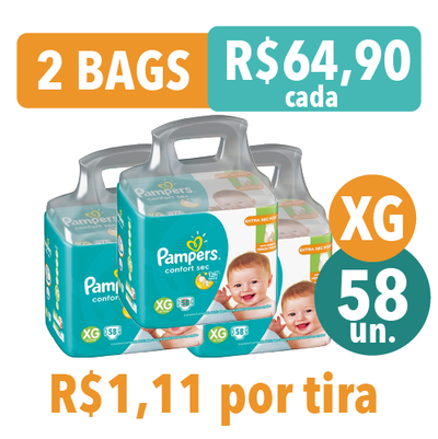 FRALDA PAMPERS CONFORTSEC BAG XG