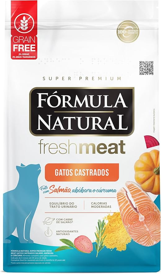 Ração Formula Natural Fresh Meat Gatos Castrados Sabor Salmão 7kg