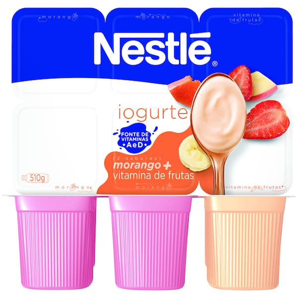 Iogurte Nestlé Polpa de Morango e Vitamina de Frutas 510g com 6 unidades