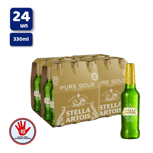 CERVEJA STELLA ARTOIS PURE GOLD LN 330ML PACK 24 UN