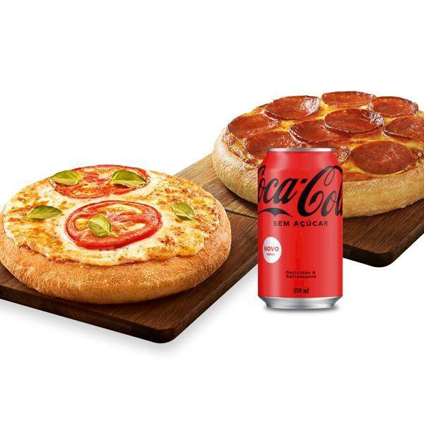 2 Pizzas Individuais (4 fatias) + 1 Refrigerante lata
