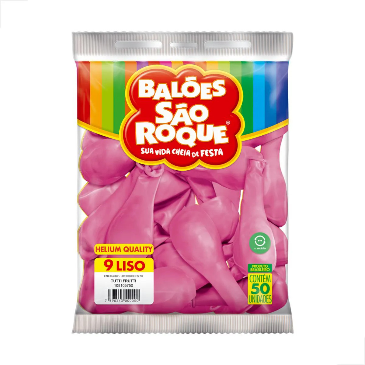 BALAO SAO ROQUE  LISO Nº9 TUTI FRUTTI C/50