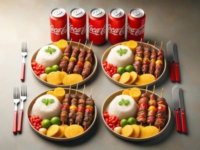 Combo 4 Marmitas de churrasco + 4 Latas de Coca Cola