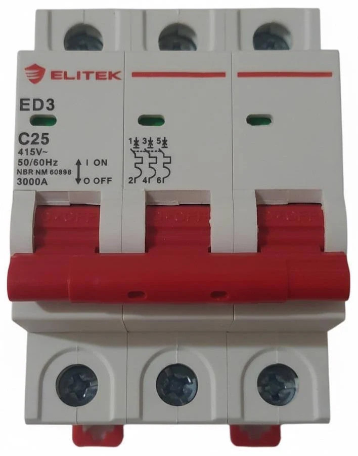 Disjuntor Tripolar 25A Elitek 