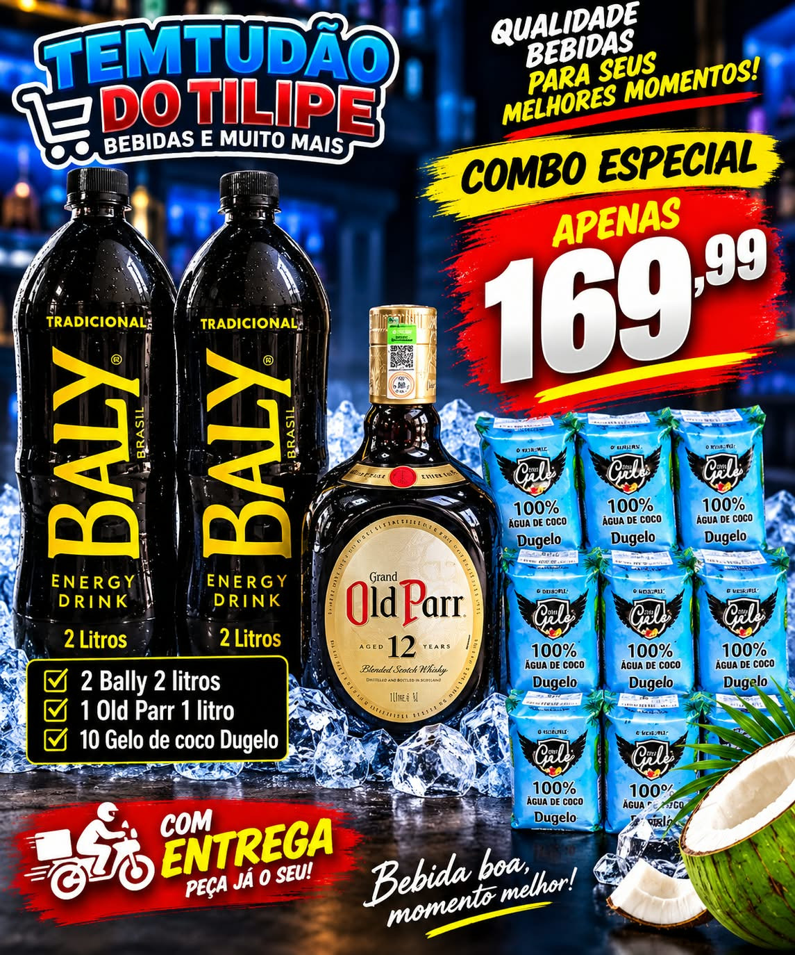 COMBO OLD PARR 12 ANOS 1LT + 2 BALY + 10 SACHE