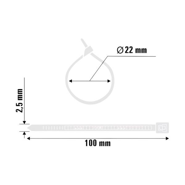 Abraçadeira Branca 2,5mm x 100mm Un 
