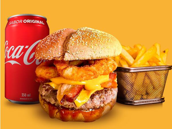 Onion Burguer + Refri 350ml + Batata