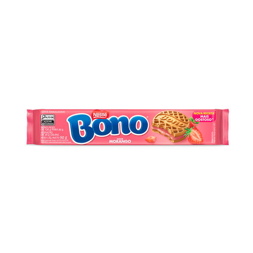 Biscoito recheado Bono morango 90g