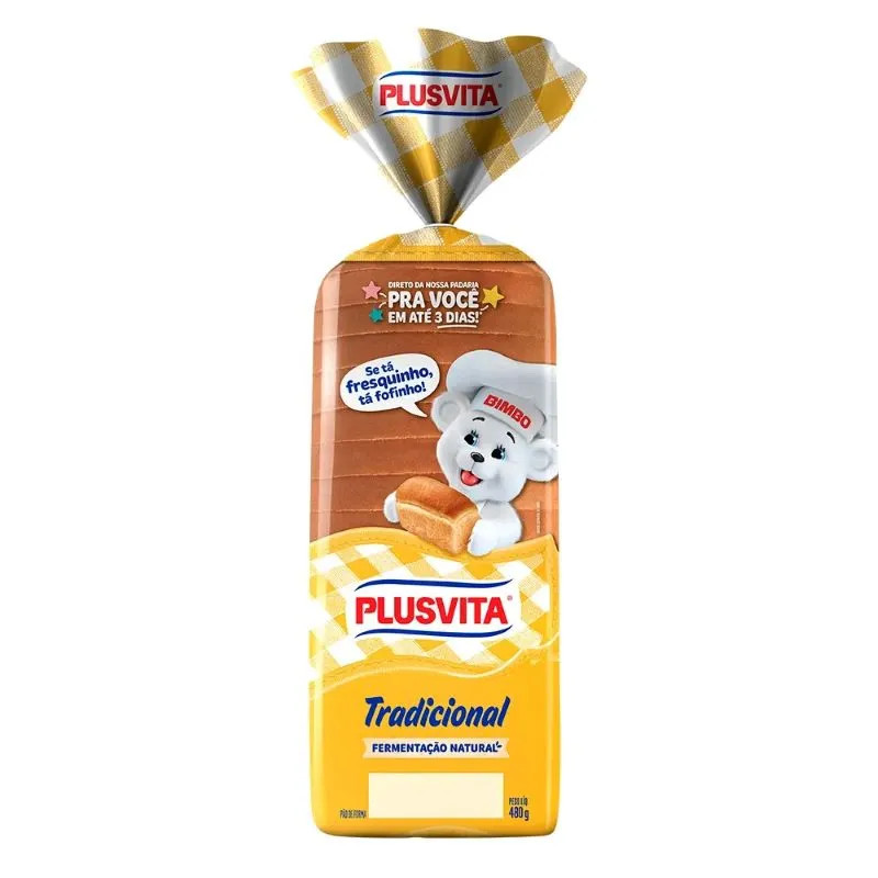 Pão de forma tradicional PlusVita 480g