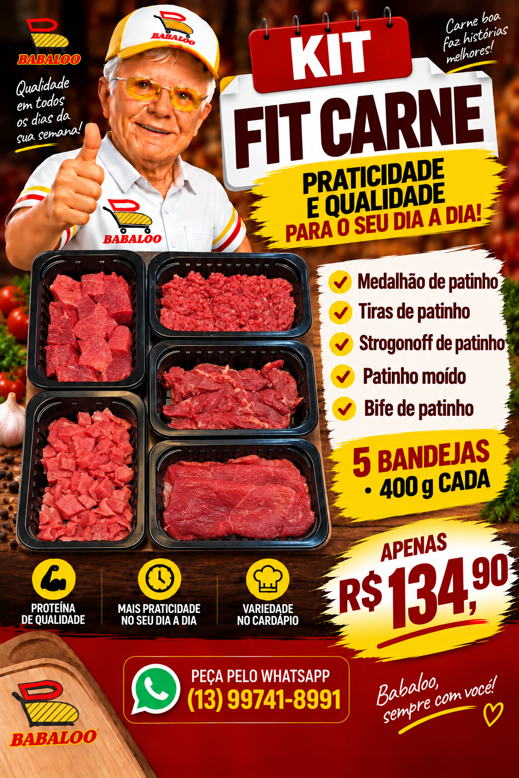 Kit Fit Carne- 5 Bandejas de 400g cada