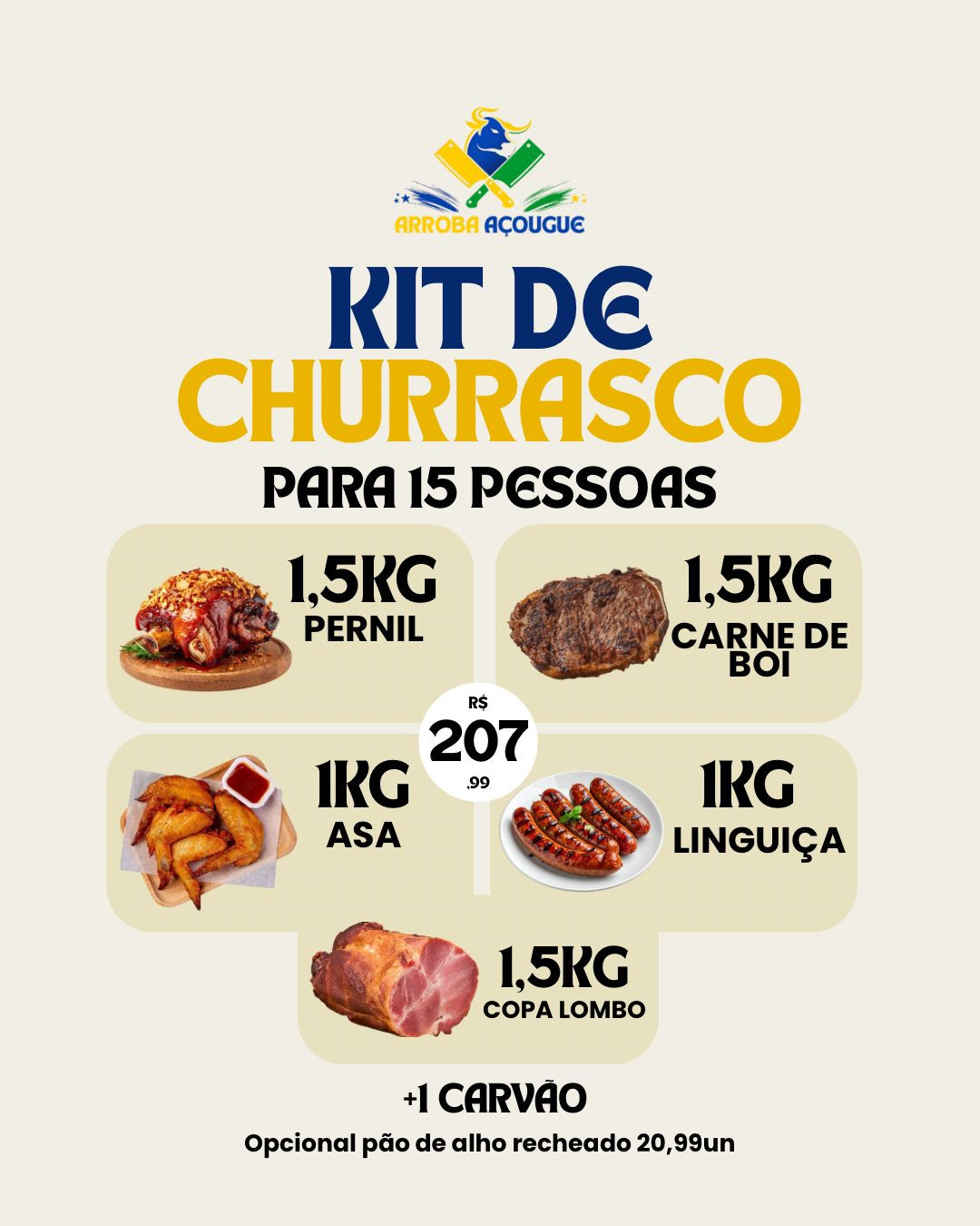 Kit Churrasco 01 (serve 15 pessoas)