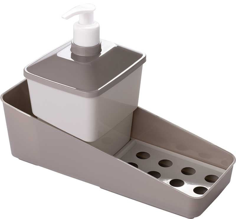 PORTA DETERGENTE E ESPONJA 600ML CINZA PLASÚTIL