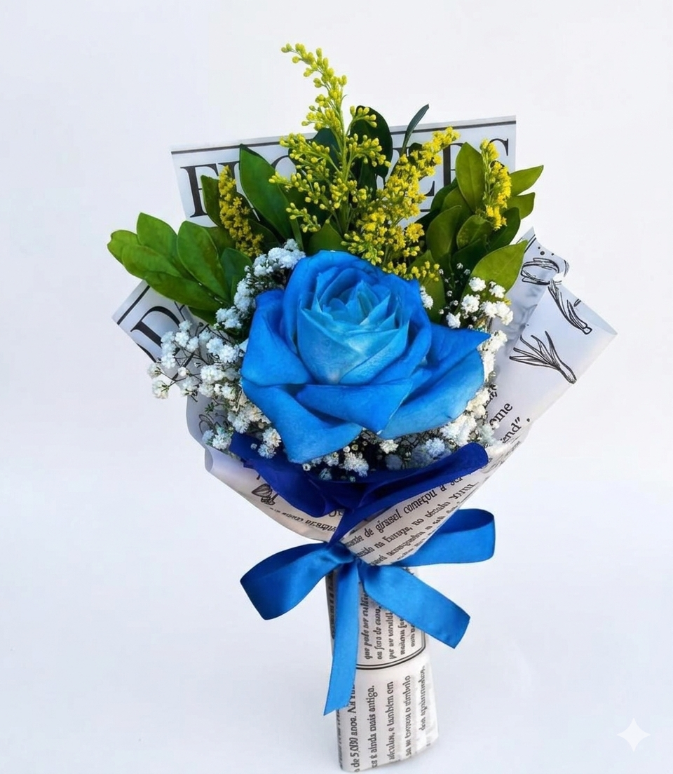 1 rosa azul para presente