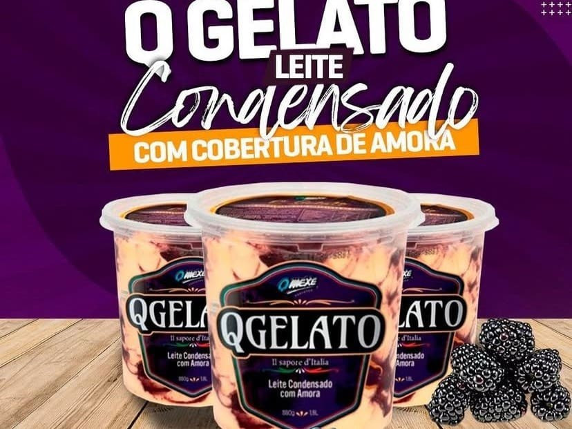 SORVETE QGELATO LEITE CONDENSADO COM COBERTURA DE AMORA 1,5L