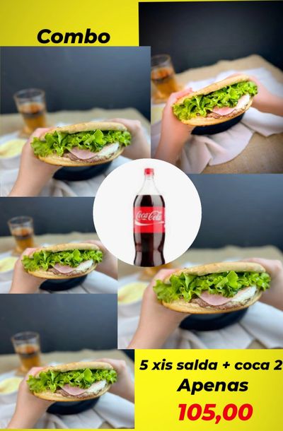 combo 5 xis salada + coca 2l