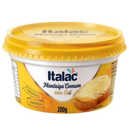 Manteiga comum com sal  italac 200g pote