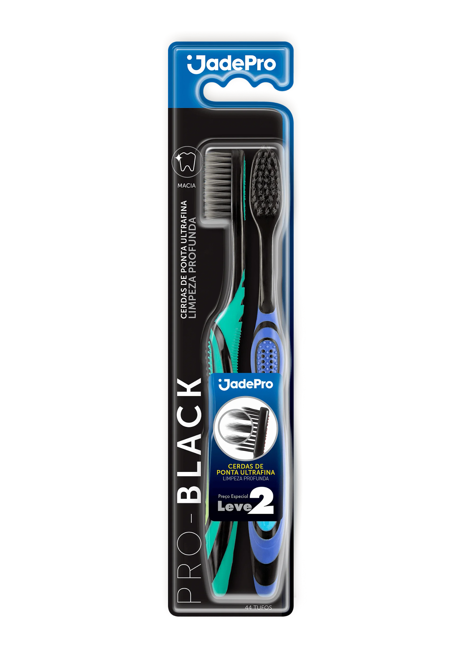 ESCOVA DENTAL JADEPRO "MACIA" PRO-BLACK C/2UN
