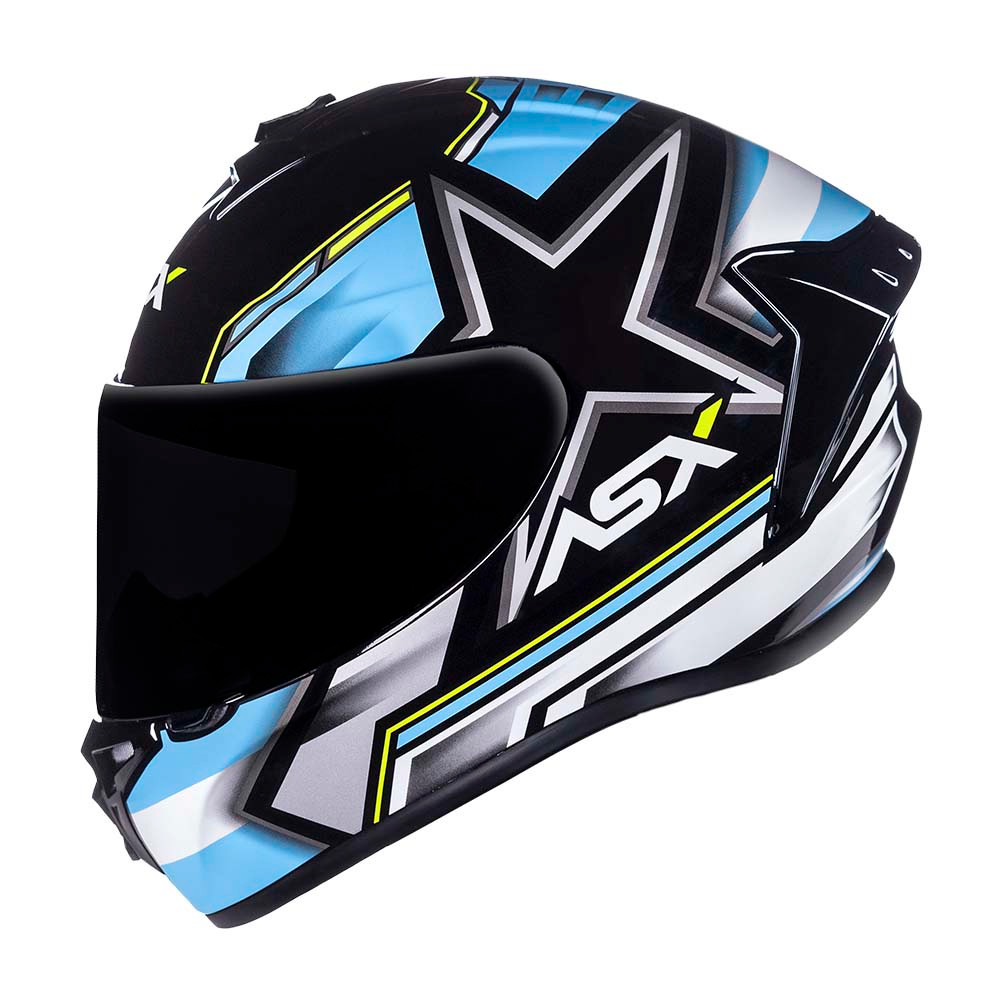 CAPACETE ASX DRAKEN PILOT PRETO BRILHO/AZUL/AMARELO 60/L