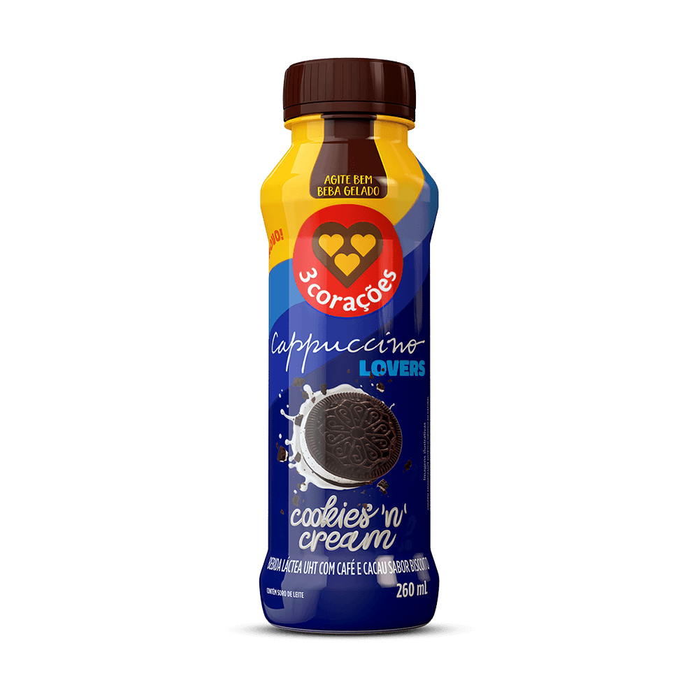 CAPPUCCINO PRONTO 3CORAÇOES COOKIE 260ML