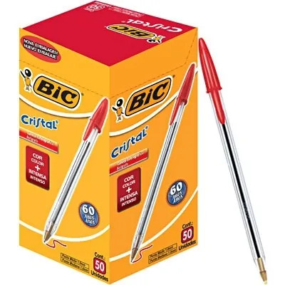 CANETA BIC CRISTAL TRADICIONAL VERMELHA 