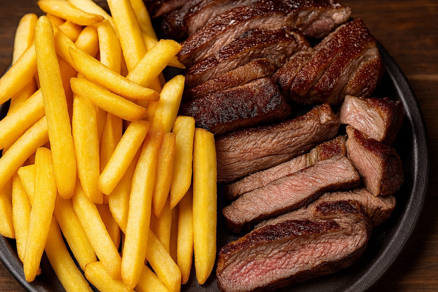 Contra-filé com fritas